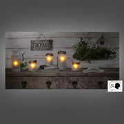 Percha madera 8 plazas con farol led cm60x30x1,8