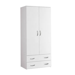 Armario de dormitorio con 2 puertas y 2 cajones en fresno blanco Cm 90x60xH 180