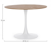 Mesa de madera y aluminio estilo natural Ø100a - 75h
