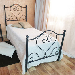 Cama individual de hierro forjado con pie de cama Black Gold POPAVERO 90x201x h126 cm