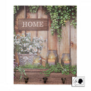 Percha de madera 3 plazas con flores led cm40x50x1,8