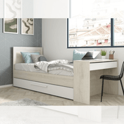 Cama de 1950 con escritorio incorporado y cama extraíble blanca y blanca vintage