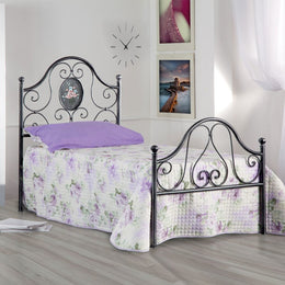 Cama individual de hierro con reposapiés Black Gold LORY 95x208x h130 cm