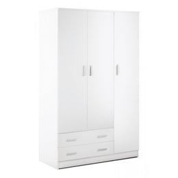 Armario de tres puertas dos cajones blancos 115x52x H180 cm