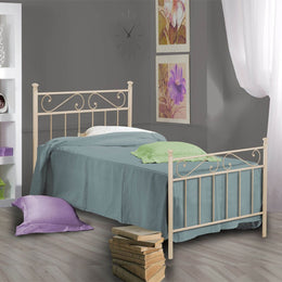 Cama individual de hierro con reposapiés marfil TEVERE 92x208x h117 cm