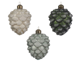 Pigna de vidrio con cuentas antiguas en 3 colores surtidos H 10 Ø 7 cm