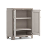 Armario bajo resina dos puertas tres baldas Beige GULLIVER 80x44x h100 cm