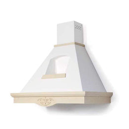Campana de cocina TOSCA blanca rústica con chimenea acabados en madera color cuerda 120 cm