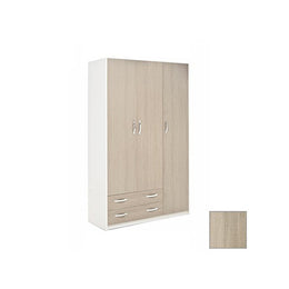Armario con 3 puertas y 2 cajones Caja frontal blanca olmo Cm 135x52xH 210
