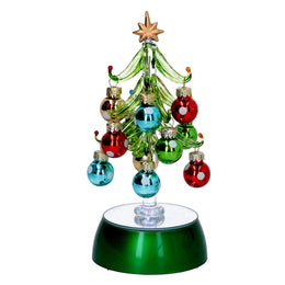 Árbol de cristal verde con esferas cm12x10h19