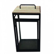 Lanterna in Metallo Verniciato con Top in Legno e Vetri - 25.5×25.5 – H. 49 cm