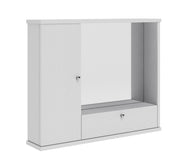 Mueble con espejo para baño de fresno blanco 1 puerta c - solapa h.61x73x14 cm