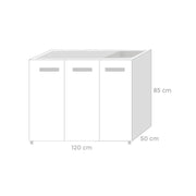 mueble para debajo del fregadero de cocina con 3 puertas Reversible blanco Cm 120x50xH 86