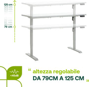 Scrivania Regolabile in Altezza Motore e Display 150x69 cm Bianco Laccato e Bianco