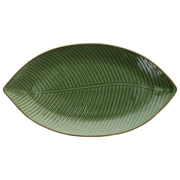 Plato Hoja De Gres 34 Cm X 18 Cm X H 3 Cm Gres Verde