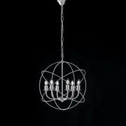 Araña deco suspensión hierro Blanco Plata seis luces 51x h55 cm