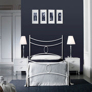 Cama individual de hierro con reposapiés Blanco CONCA 92x208x h117 cm