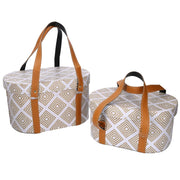 Caja ecopiel con asas 1-2 oval blanco cm36x26h20