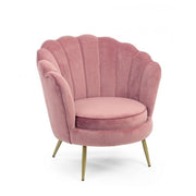 Sillón retro de terciopelo rosa pavo real cm 80 x 76 x 84 h
