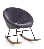 Sillón mecedora Annika efecto terciopelo gris oscuro