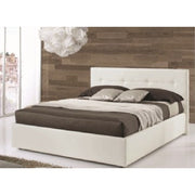 Cama individual y media con contenedor en ecopiel blanca NAPOLI 205x140x h105 cm