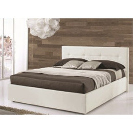 Cama individual y media con contenedor en ecopiel blanca NAPOLI 205x140x h105 cm