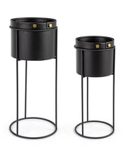 Set de 2 maceteros Zeina acero negro