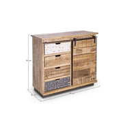 Aparador 1 puerta 4 cajones Tudor cm 90 x 35 x 85 h