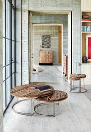 Conjunto de 2 mesas de centro modernas de madera y metal Rafter