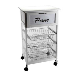 Trolley con ruedas de madera para cocina con casa 47 x 37 x 85 H CM CM