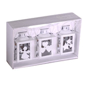 Pack 3 farolillos navidad metal blanco cuadrados cm7,5x7,5h11