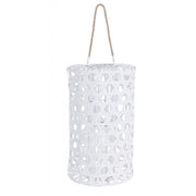 Farol de madera hexagonal blanco 60h cm