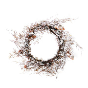 Corona de plástico pino nevado con piñas cm60x60h13