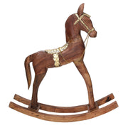 Caballo de madera revestido de metal dorado cm40x11h46