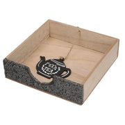 Servilletero en madera de pizarra cuadrado teca cm20x20h5