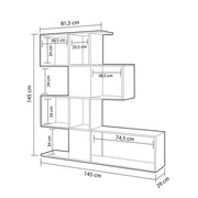 Estantería librería 4 niveles 9 compartimentos blanco y roble 145x29xh.145 cm(D2306KTL145M011)