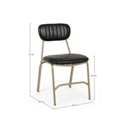 Addy silla retro moderna con estructura de acero de polipiel negra