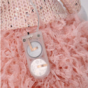 Ángel led tela rosa cm15x12h65