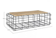 Mesita Trellis rectangular de madera y metal