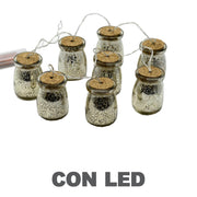 Guirnalda para botellas alambre 8 piezas cristal platino con led 200cm