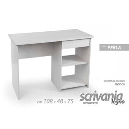 Dormitorio de escritorio con cajón y compartimento lateral blanco 108 cm