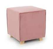 Puf vintage de terciopelo rosa envejecido ADELINE 40x40x h44 cm