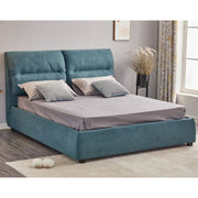Cama Matrimonial con Almacenamiento Safira Tela Azul L 173 x P 214,5 x A 112 cm