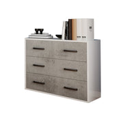 Como 'maxi 3 cajones en gris cemento en madera de melamina Al.81x L.91x P.45 cm