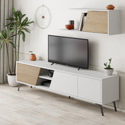 Mueble para TV Fiona Blanco con Puerta de Roble y Estante H 48 x P 35,60 x L 180 cm