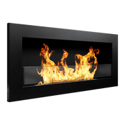 Chimenea de bioetanol o construida -en negro livorno l 90 x p 12 x h 40 con vidrio