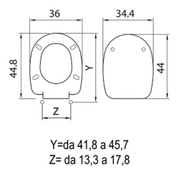 Tapa de inodoro Passepartout con bisagras de acero inoxidable ajustables que se pueden atornillar desde abajo