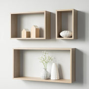 Set de 3 estantes de pared Shelvy Rec forma rectangular color roble Sonoma