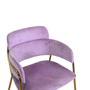 Sillón de diseño de terciopelo y metal morado rotterdam dorado