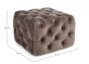 Puf de terciopelo gris tórtola EVAN S 62x62x h46 cm
